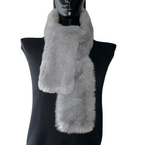 Faux Fur Gray Plush Scarf